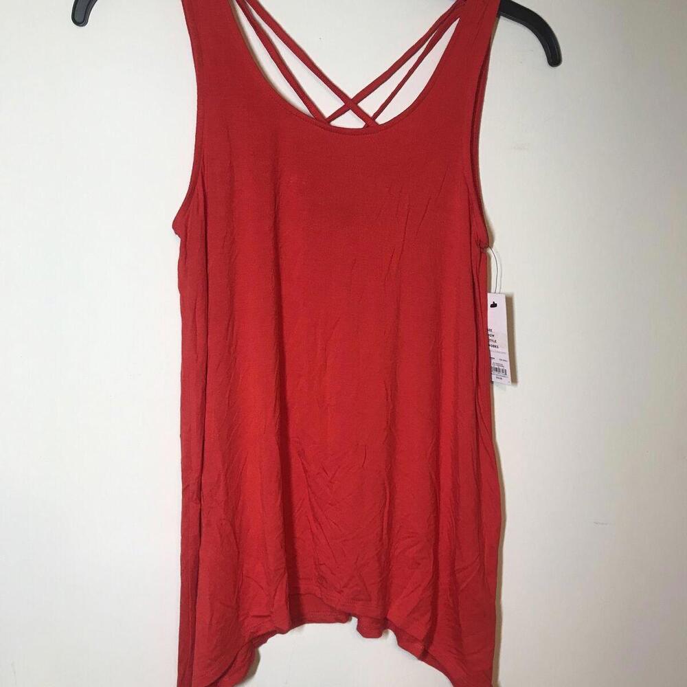 Apt. 9 Women’s Red Round Neck Sleeveless Spaghetti Straps Blouse Top Tank Size S